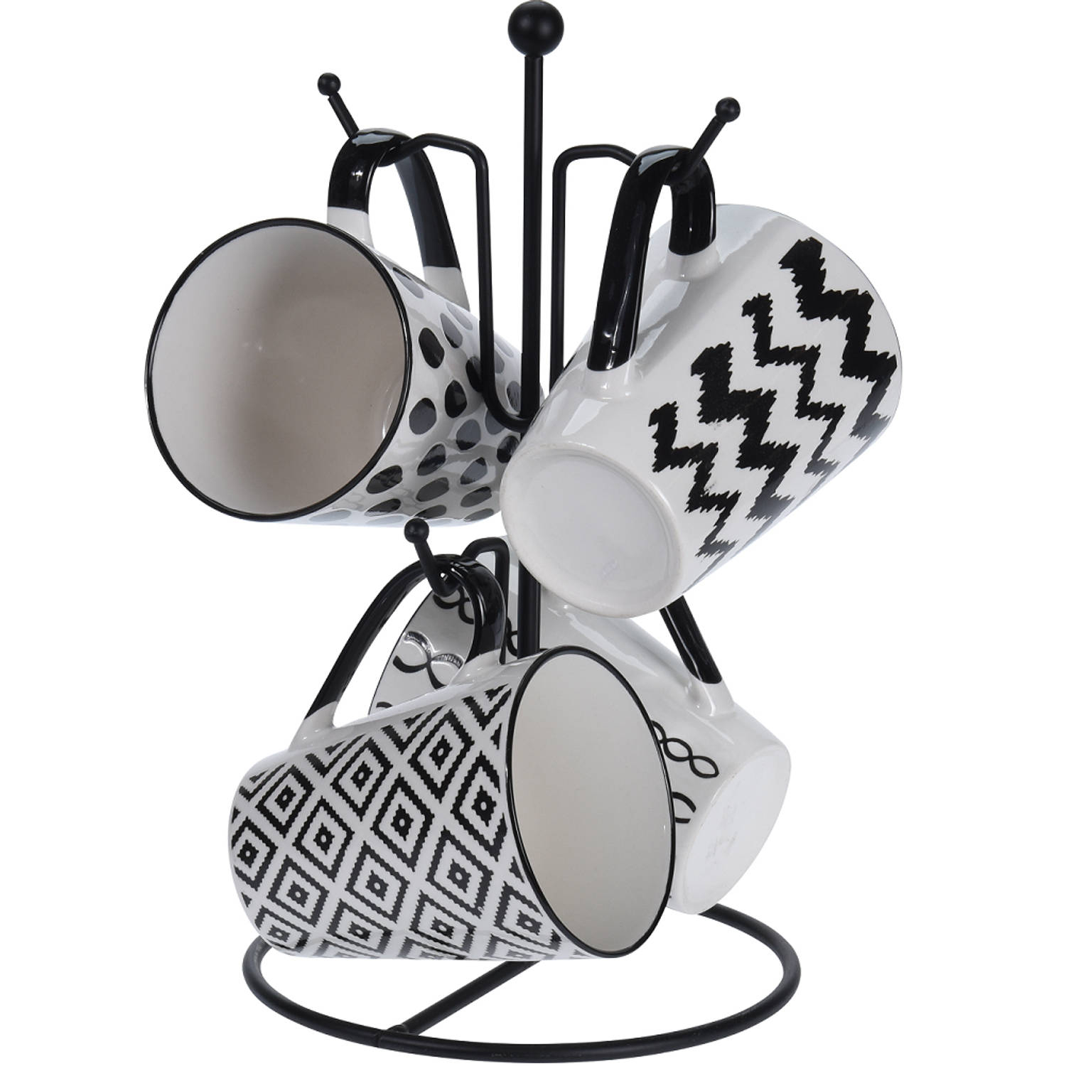 Excellent Houseware 4 Bekers In Metalen Rekje 3 Excellent Houseware 4 Bekers In Metalen Rekje