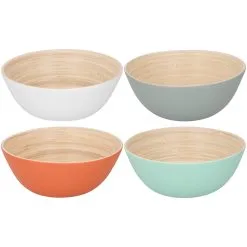 Merkloos Bamboe Schaal Ø17 X 7 Cm 4 Assorti -Keukengerei Winkel 101 9162 1