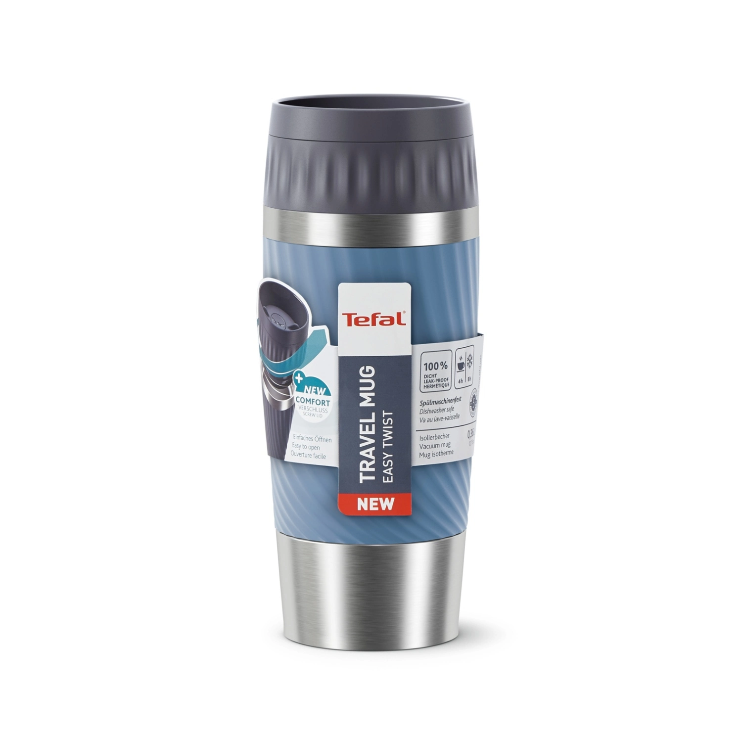 Tefal Travel Mug Easy Twist Isoleerbeker Blauw 4 Tefal Travel Mug Easy Twist Isoleerbeker Blauw - Afbeelding 2