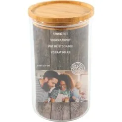 Voorraadpot 10x17.5cm Stapelbaar Bamboe Deksel